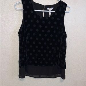 Esley Black Sheer Polka Dot Blouse